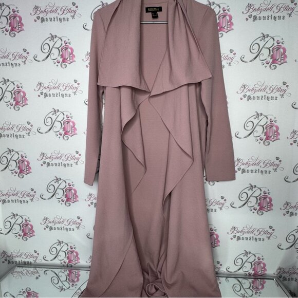 Revamped coat jacket cardigan wrap with waist tie belt dusty rose blush pink - Picture 9 of 12